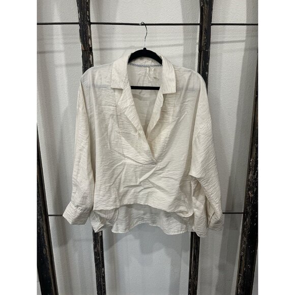 Anthropologie Dylon long-sleeve wide-placket top Sz S - Picture 1 of 7